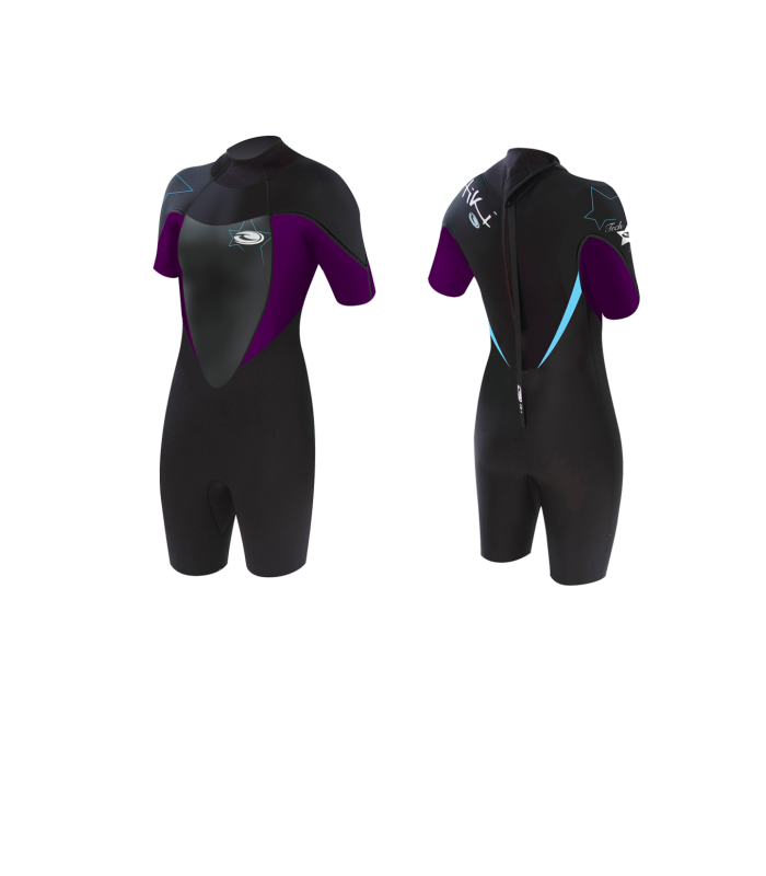 Tiki Tech Flatlock 3/2mm Shorty Womens Summer Wetsuit Back Zip - Boards360
