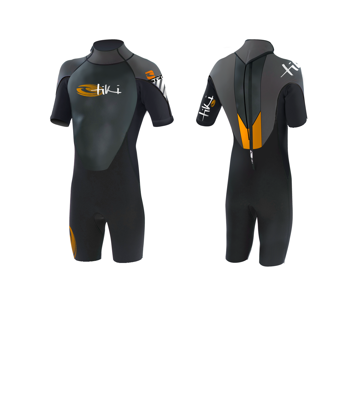 Tiki Tech Flatlock 3/2mm Shorty Mens Summer Wetsuit Back Zip - Boards360