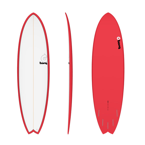 Torq TET Fish 6ft 10 Fish Surfboard White with Red Pinline - Boards360