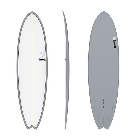 Torq TET Fish 7ft 2 Fish Surfboard White with Grey Pinline - Boards360