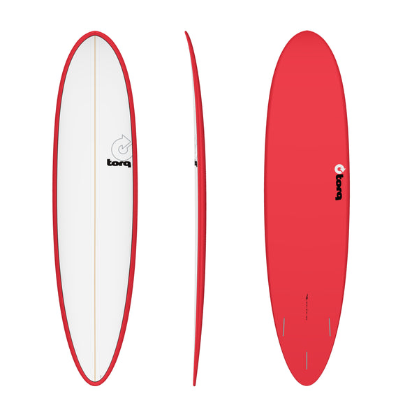 Torq TET Fun 7ft 6 Mid Length Surfboard White with Red Pinline - Boards360