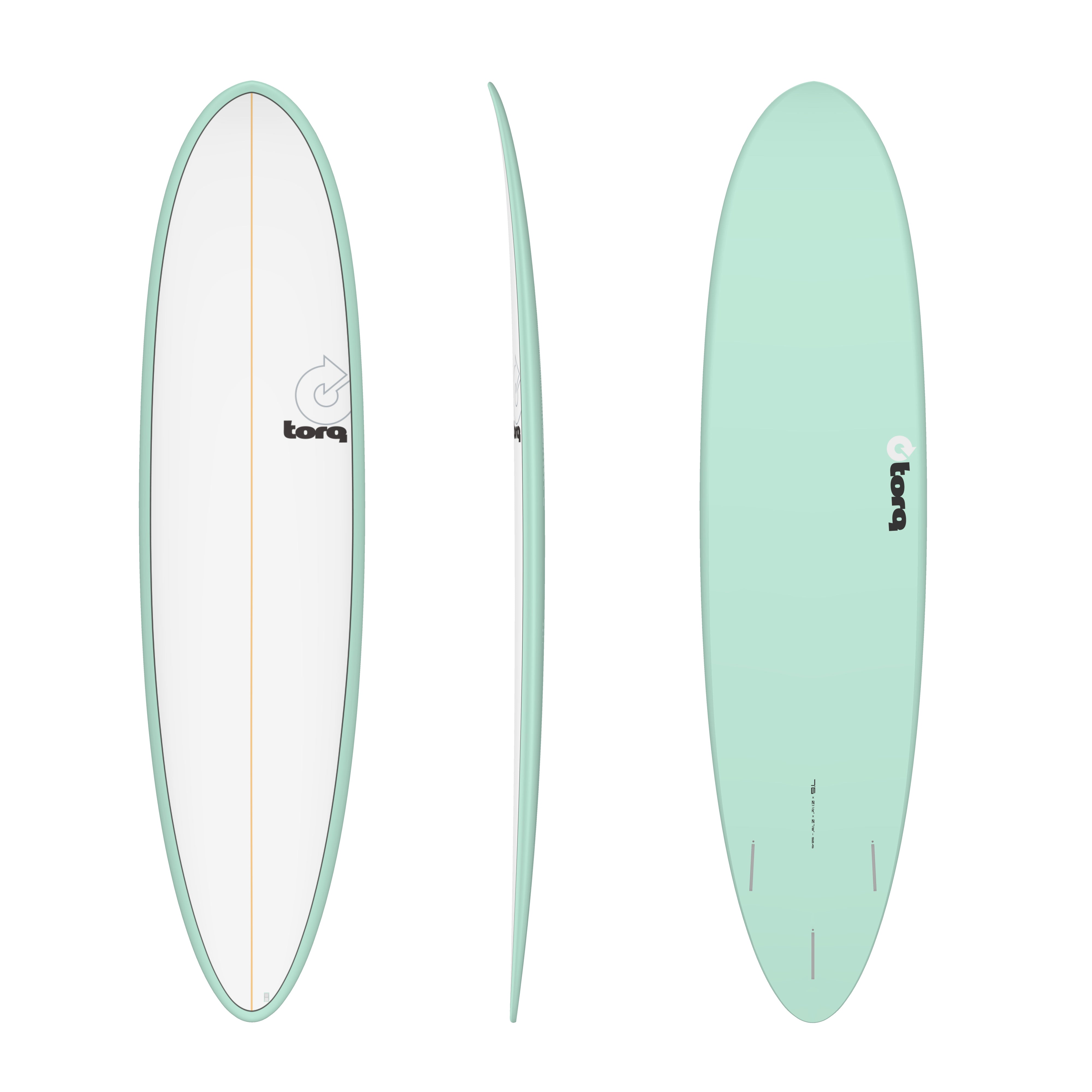 Torq TET Fun 7ft 6 Mid Length Surfboard White with Seagreen Pinline - Boards360