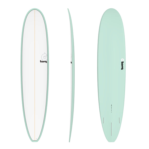 Torq TET Long 9ft 0 Longboard Surfboard White with Seagreen Pinline - Boards360